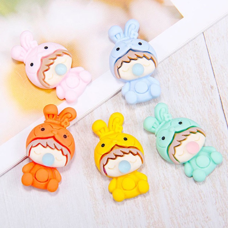 Charm Bé Thỏ Thổi Bóng Đáng Yêu - Phụ Kiện Trang Trí Ốp Điện Thoại