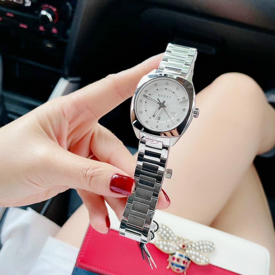 Đồng Hồ Nữ Gucci GG2570 White Dial Diamond Ladies Watch YA142504