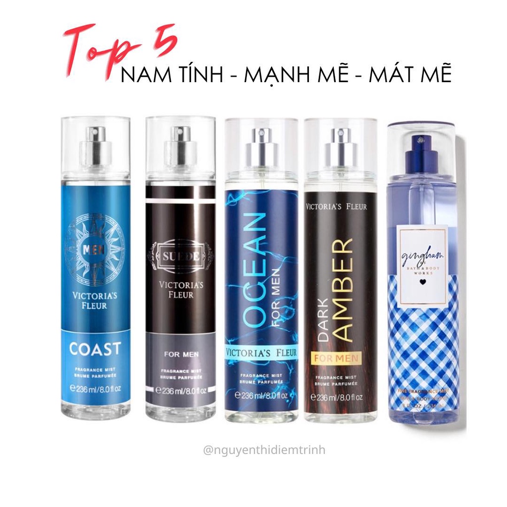 Xịt thơm MÙI NAM bodymist Bath & Body Works chiết 10ml  RIHOUSE