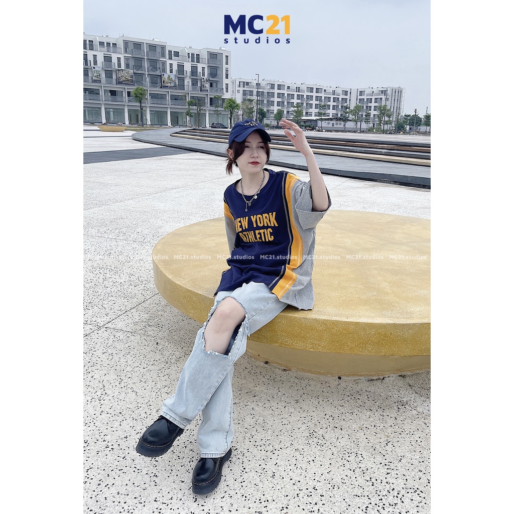 Quần jeans suông rách cutout MINIONCLOTHING lưng cạp cao Unisex nam nữ pants bigsize Ulzzang Streetwear Hàn Quốc Q607