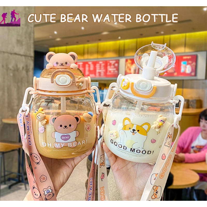 【50%OFF Today】balo1300ml Hình Gấu Dễ Thương Dung Tích Lớn Đựng Nước Ép/ Trà Sữa Có Nắp Dán Dùng Cho Học Sinh Thể Thao Mùa Hè