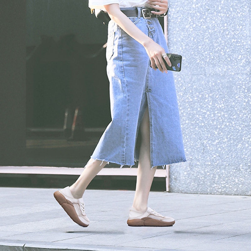 Giày thể thao trắng IELGY phối lưới thoáng khí thời trang cho nữ