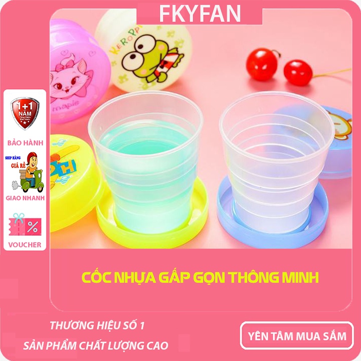Cốc nhựa gấp gọn dáng tròn có thể xếp gọn mang đi du lịch tiện lợi cho bé