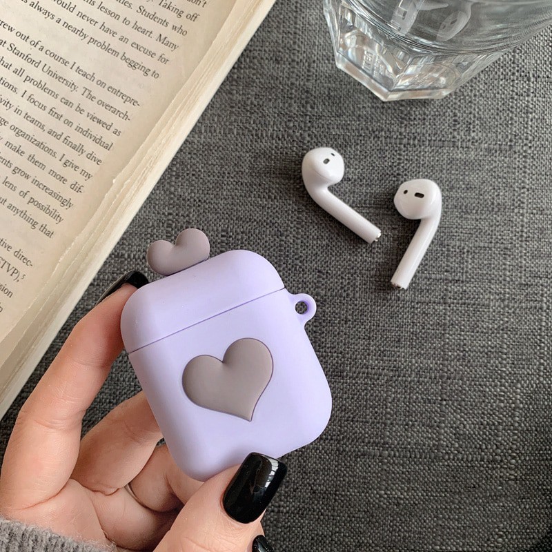 [Ảnh Thật] Bao Ốp Case Silicon Airpods 1/2 Hình Trái Tim Siêu Cute