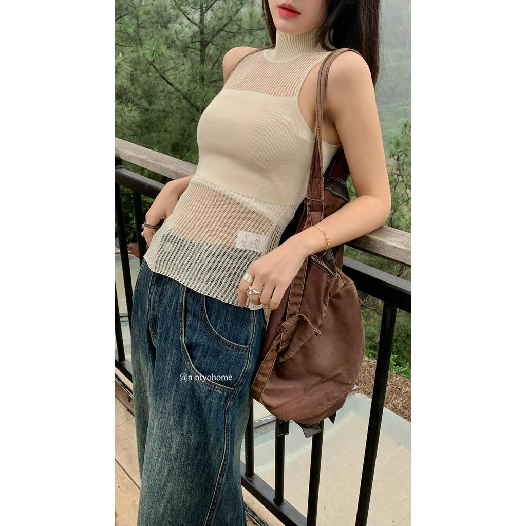 Áo Dệt Kim Sát Nách Thời Trang Mùa Hè Cho Nữ