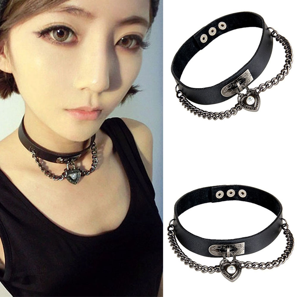 Vòng da choker phong cách Gothic cá tính