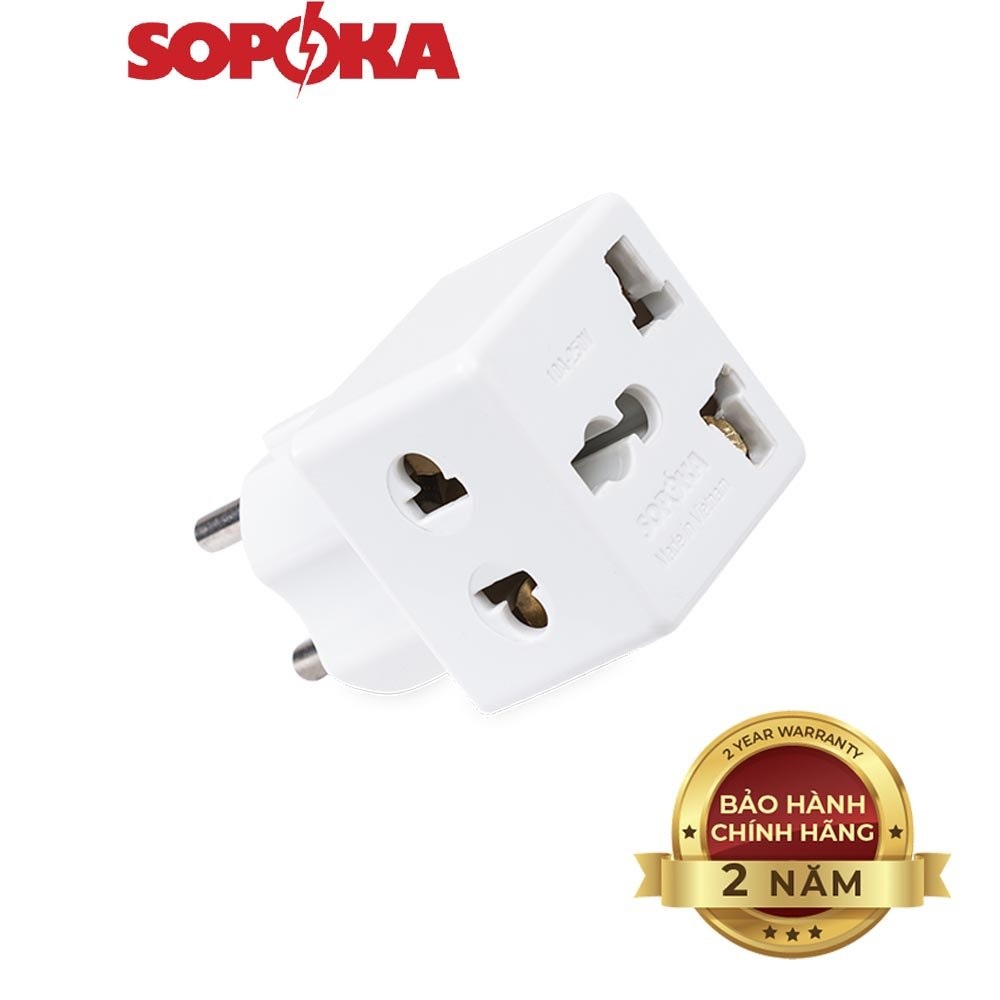 Ổ Chia Điện Đầu Nối Thông Minh SOPOKA CHÍNH HÃNG P15X Chia 2 Cửa Có ổ Cắm 3 Chấu