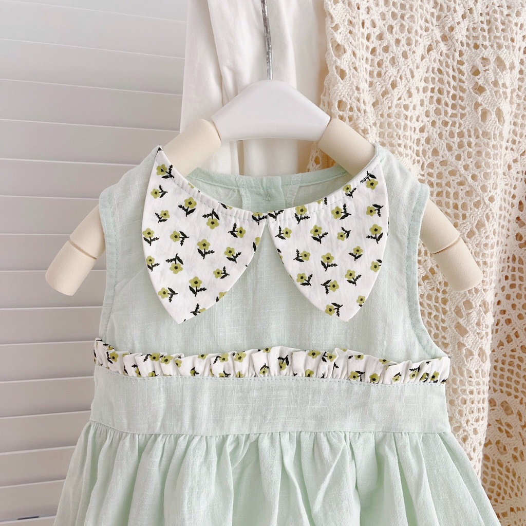 Váy hè sát nách cổ phối tai mèo cho bé 8-21kg (1-6 tuổi)