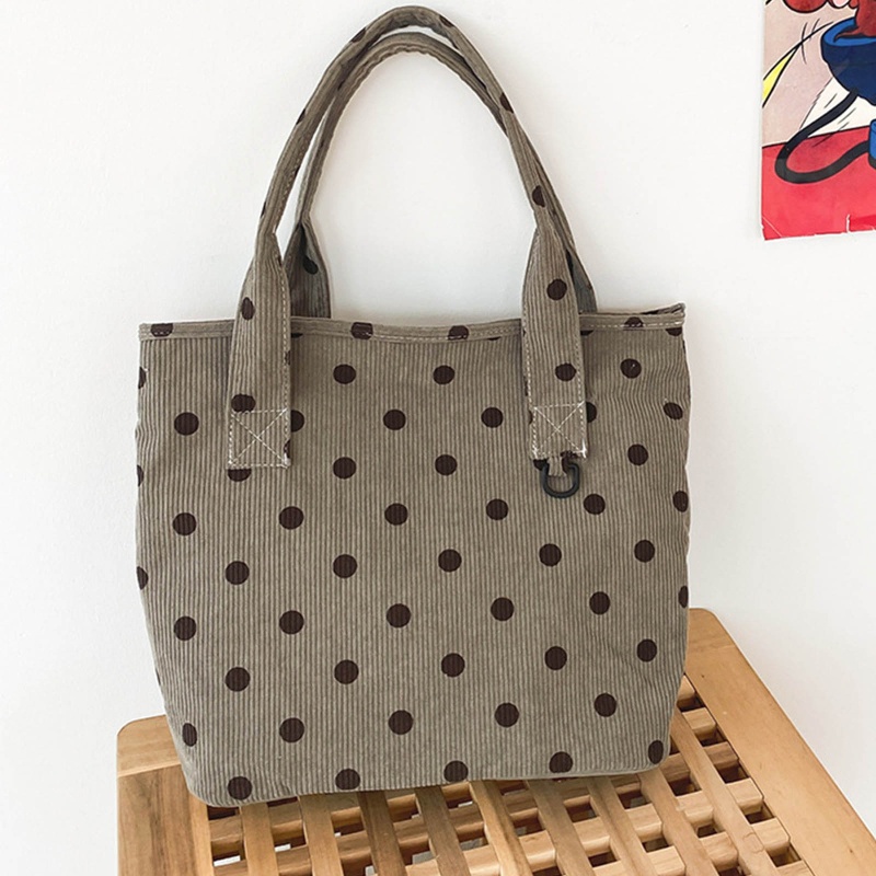 Túi Tote Đeo Vai / Xách Tay Bằng Nhung Kẻ Kích Thước Lớn Siêu Nhẹ Phong Cách Vintage