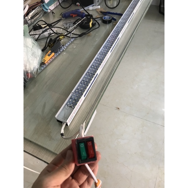 Đèn hồ cá thủy sinh 12v, máng nhôm, 2 dãy xanh dương + 1 dãy trắng