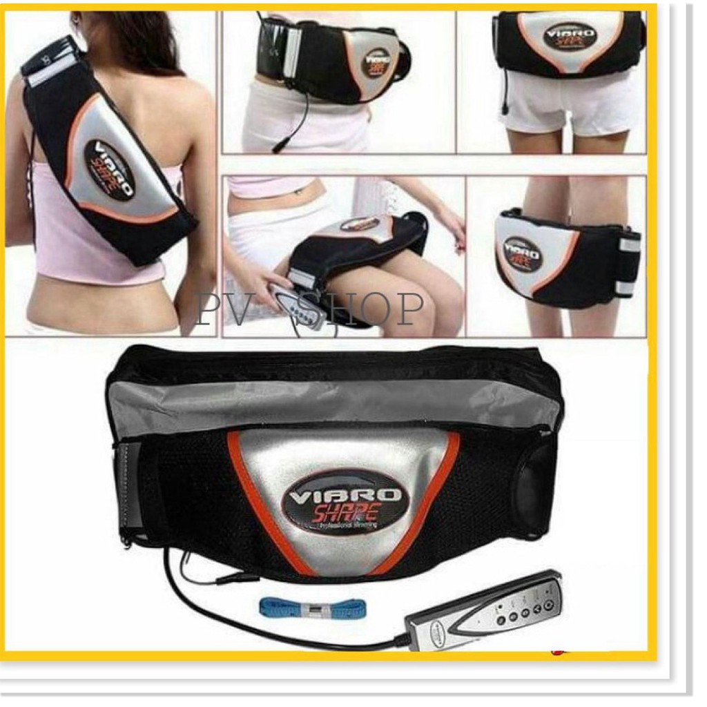 Đai rung nóng VIBRO SHAPE giảm mỡ bụng, đùi, mông - Tặng kèm kem tan mỡ.