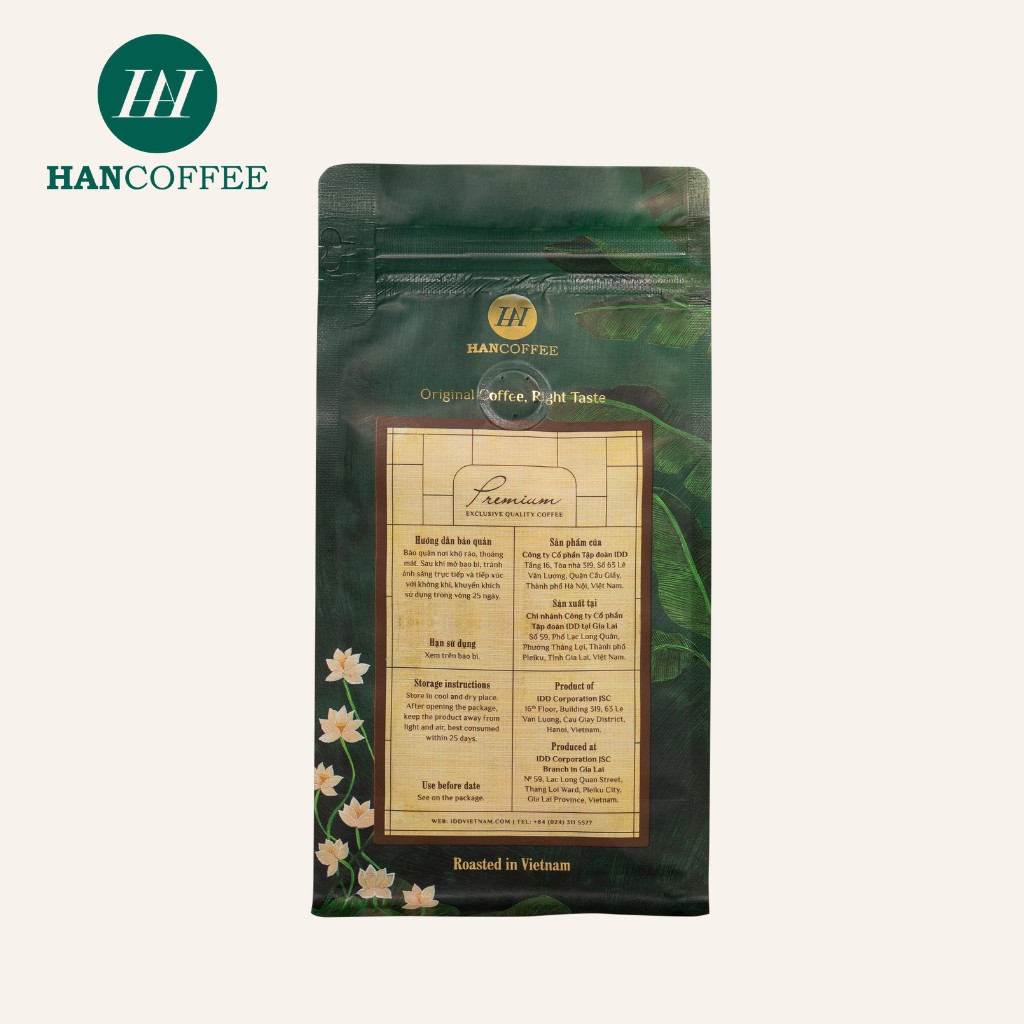 Cà Phê Arabica Pha Máy, Cà Phê Espresso Rang Hạt Mộc HANCOFFEE Premium  Mùi Vị Chua Thanh, Đắng, Ngọt Nhẹ Túi 500g