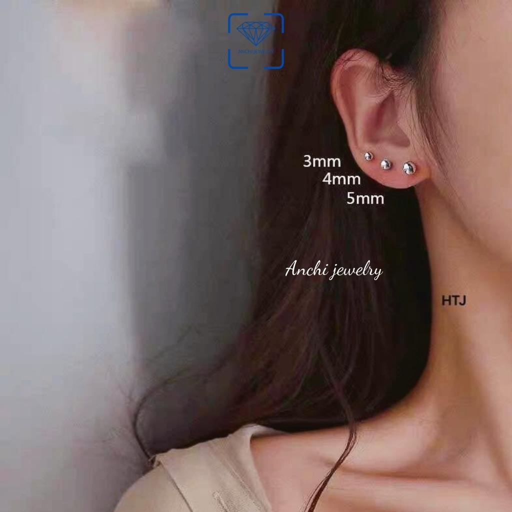 Khuyên tai bi bạc 2mm - 5mm, chuẩn bạc ý 925 cao cấp - Anchi jewelry