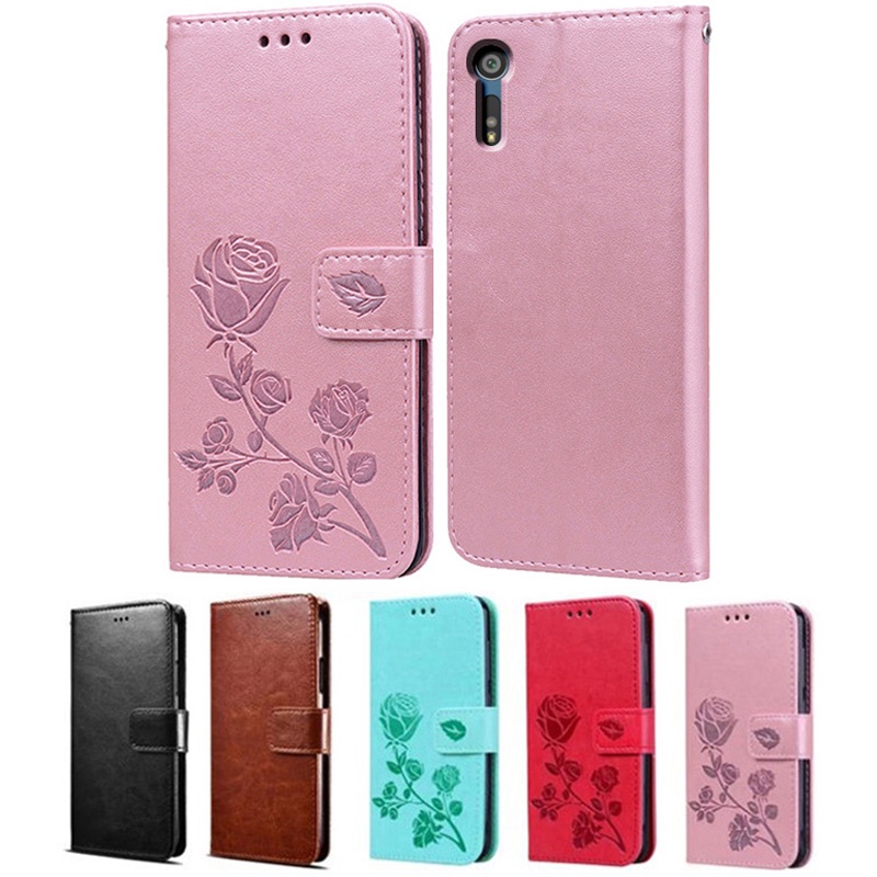 Bao Da Điện Thoại Nắp Gập Đơn Giản Có Ngăn Đựng Thẻ Cho Sony Xperia XZ / XZS / XR