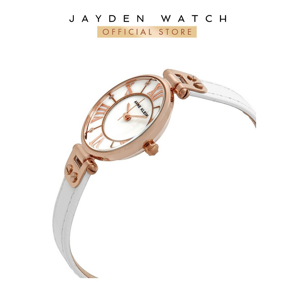 Đồng hồ Nữ Anne Klein 2718RGWT Rose Gold-tone White Leather strap 30mm