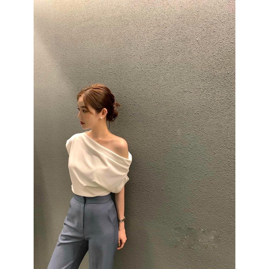 ✨BÁN SỈ✨Áo lệch vai 3 màu cộc tay chất zip