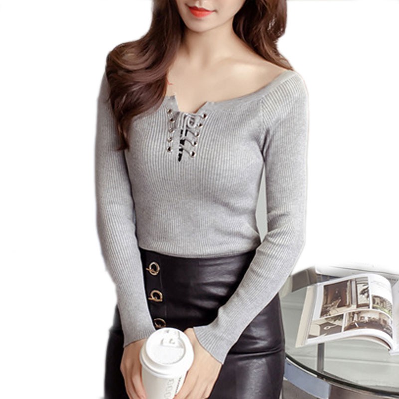【Ready Stock】Women Blouse Knitted T-Shirt Cross Tie Top Blouse | BigBuy360 - bigbuy360.vn