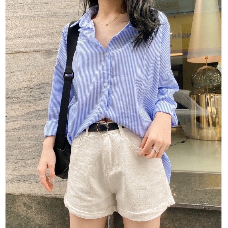 Quần shorts , quần sooc bò cạp cao gập gấu (Ảnh thật) hàng Quảng châu