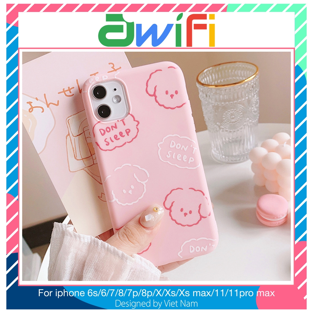 Ốp lưng iphone trơn cừu gấu 5/5s/6/6plus/6s/6splus/7/7plus/8/8plus/x/xr/xs/11/12/pro/max/plus/promax - Awifi Case S5-4