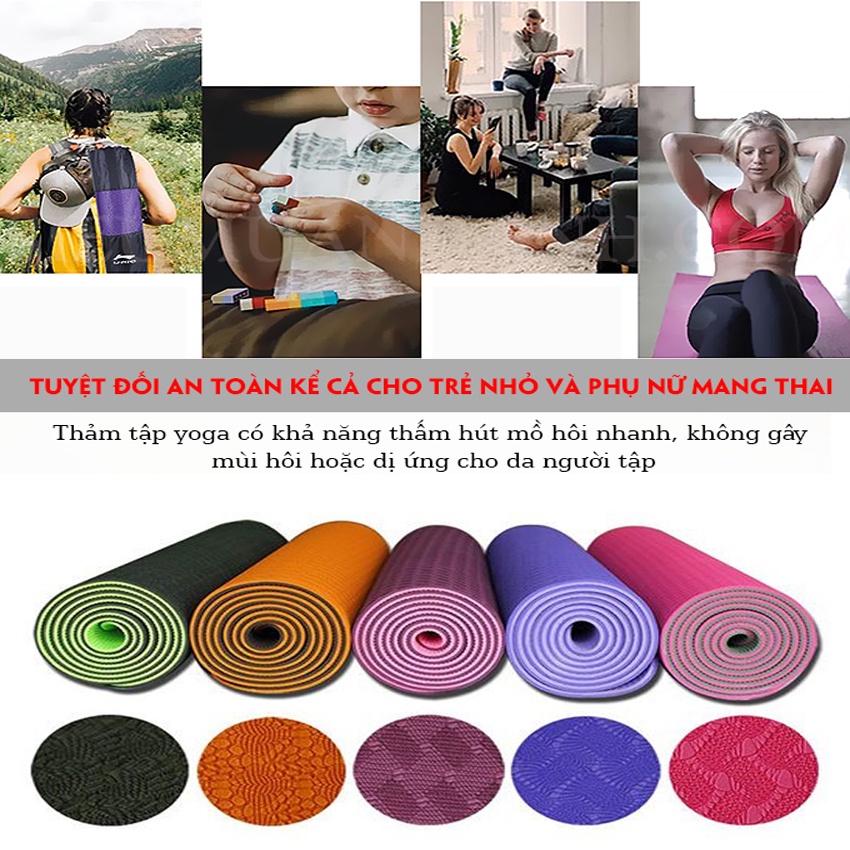 Combo Thảm Tập Yoga TPE 2 Lớp 6mm + 2 Gạch Tập Yoga In Hoa - YOGA QG, Thảm Không Mùi, Chống Trơn Trượt, Gạch EVA Cao Cấp