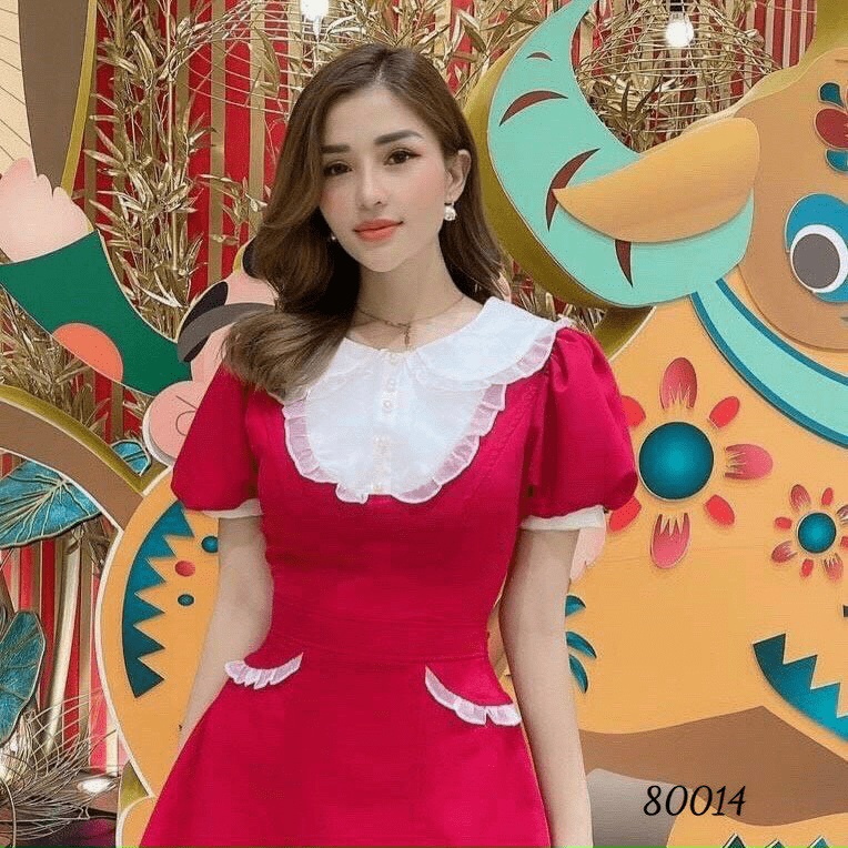 ĐẦM XÒE NỮ TAY CON CỔ PHỐI REN CỰC XINH