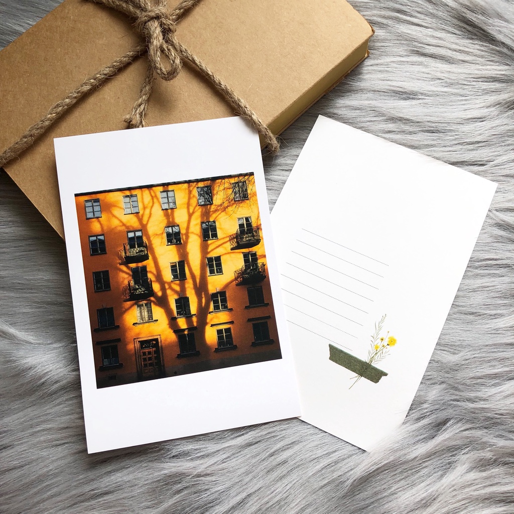 Postcard, Thiệp chúc mừng, Tranh trang trí BST mùa Thu  kèm bao thư Kraft