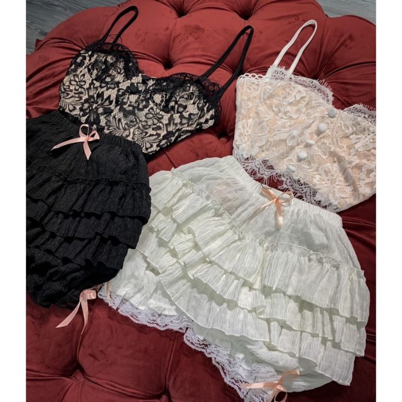 Quần ren tầng cao cấp đính nơ ( kèm ảnh thật)