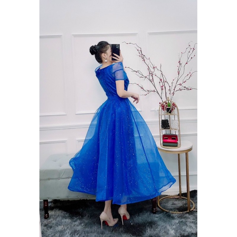 ĐẦM CÔNG CHÚA KIM TUYẾN XOÈ PHỒNG CỔ CAO NỮ HOÀNG ( ảnh thật nhed khách )