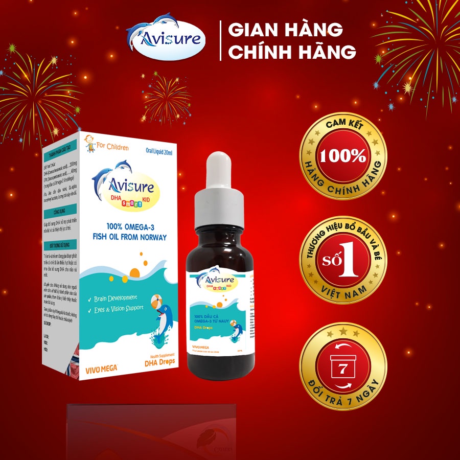 DHA cho bé Avisure DHA smart kid DHA tinh khiết từ Na Uy cho trẻ dạng nhỏ giọt 20ml