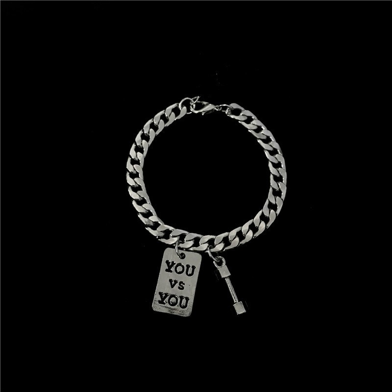 Vòng Tay Hình Quả Tạ Bằng Thép Titan Phong Cách Đường Phố