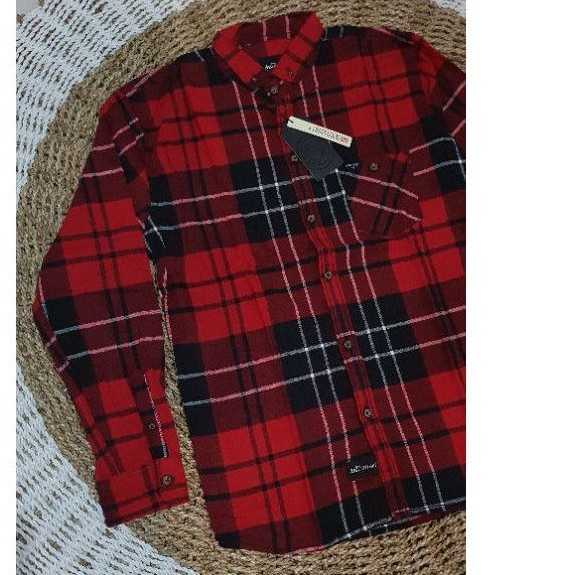 Áo Sơ Mi Dài Tay Vải Flannel Màu Đỏ Đen Thời Trang