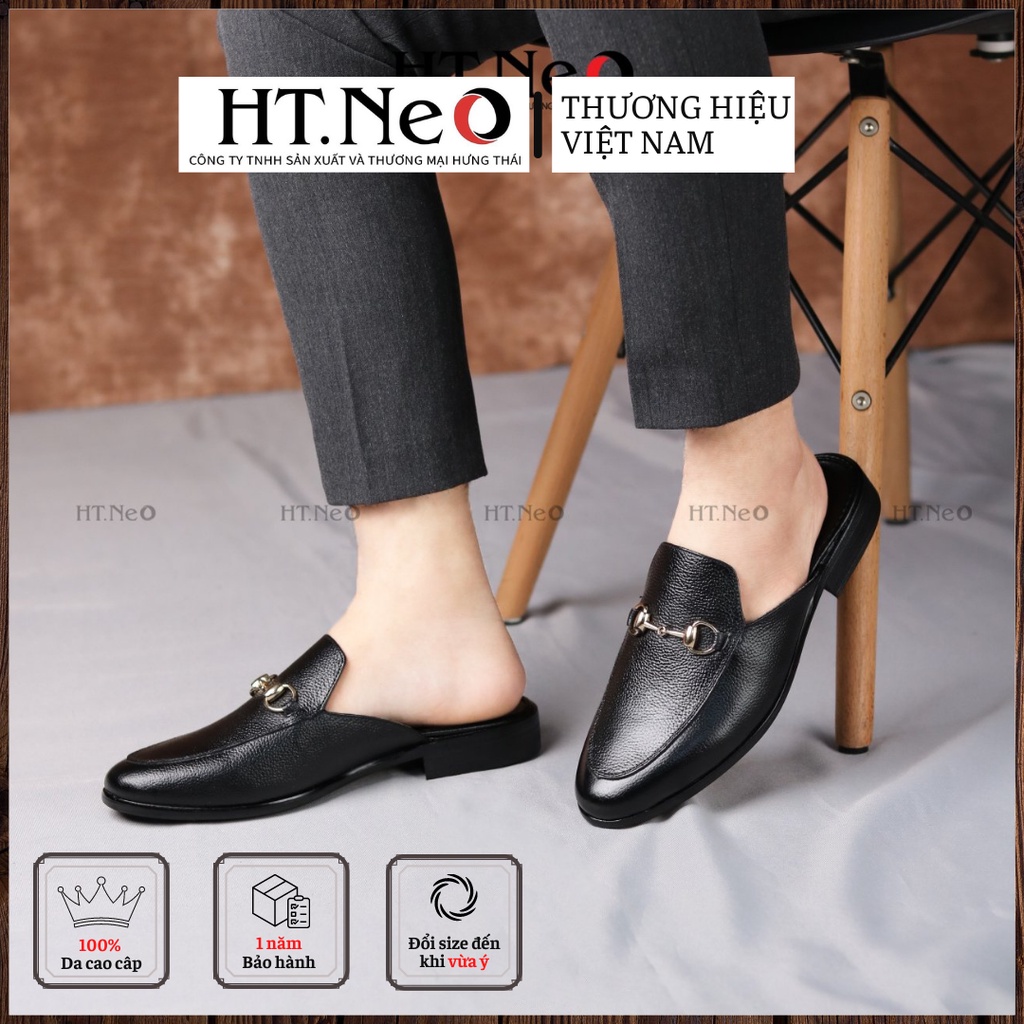 Giày sục nam - Sục nam da HT.NEO Da bò nguyên miếng, Đế phíp gỗ. THIẾT KẾ SANG TRỌNG, LỊCH LÃM, ĐẲNG CẤP PHÁI MẠNH