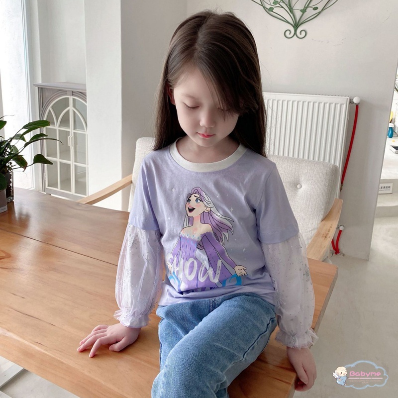 Áo Thun Công Chúa Giả Hai Lớp In Họa Tiết Hoạt Hình Dễ Thương Cho Bé Gái