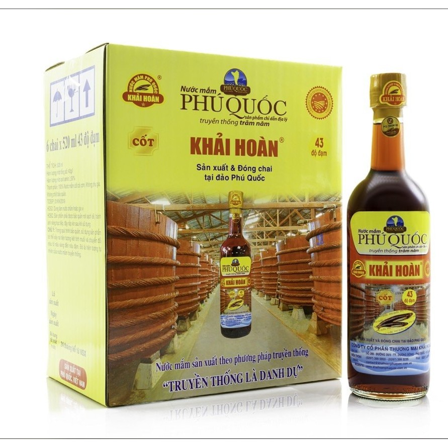 Nước mắm Phú Quốc Khải Hoàn 520ml 43 độ thùng 6 chai