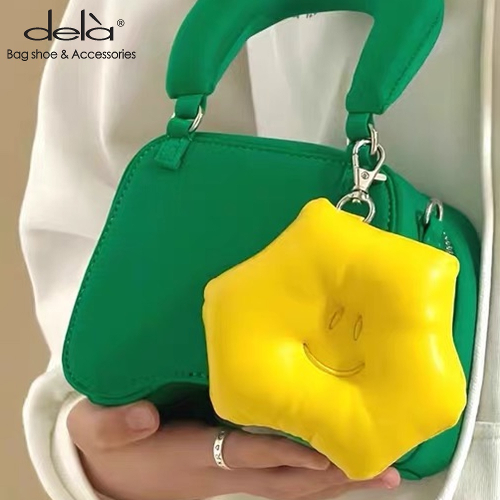 Dela Túi Đeo Vai Hình Vuông Nhỏ Màu Xanh Lá In Họa Tiết Mặt Cười Thời Trang Mùa Hè Cho Nữ 2022