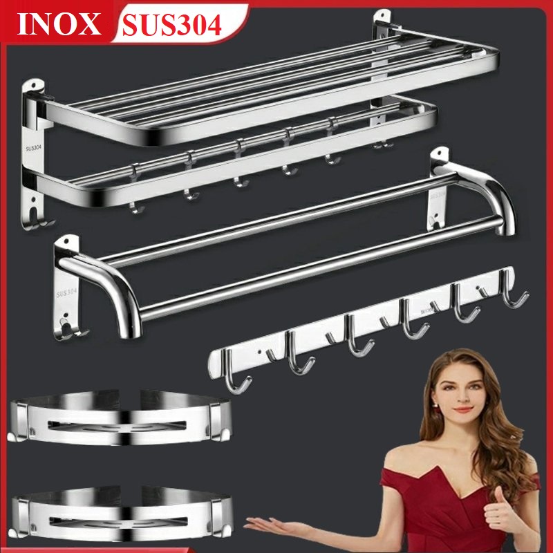 Phụ Kiện Nhà Tắm INOX 304 Treo Đồ Phòng Tắm Lắp Đặt Dán Tường - OENON