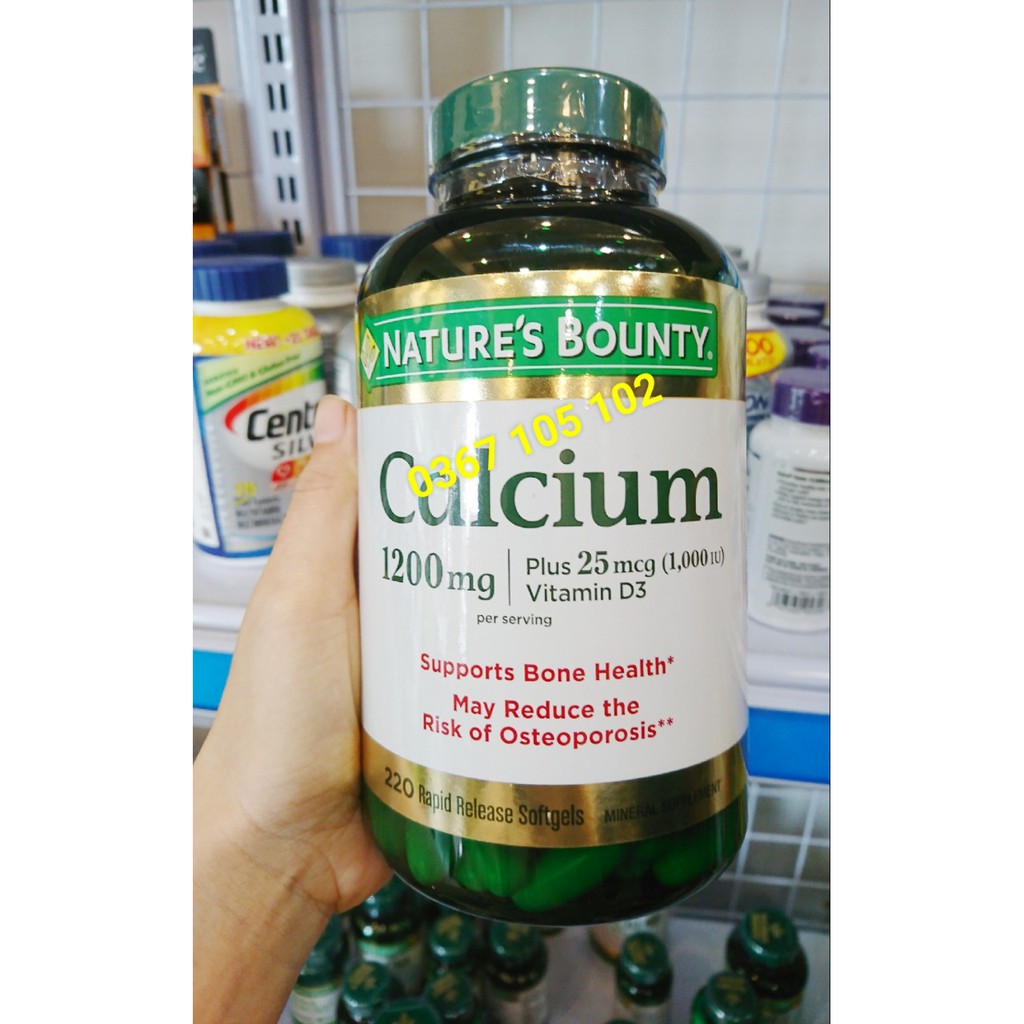 250 viên/ Calcium 600mg + D3 Nature's Bounty Mỹ