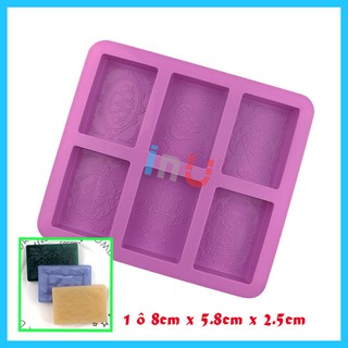 HCM - Khuôn silicon chữ nhật dày viền hoa văn vintage làm xà bông handmade