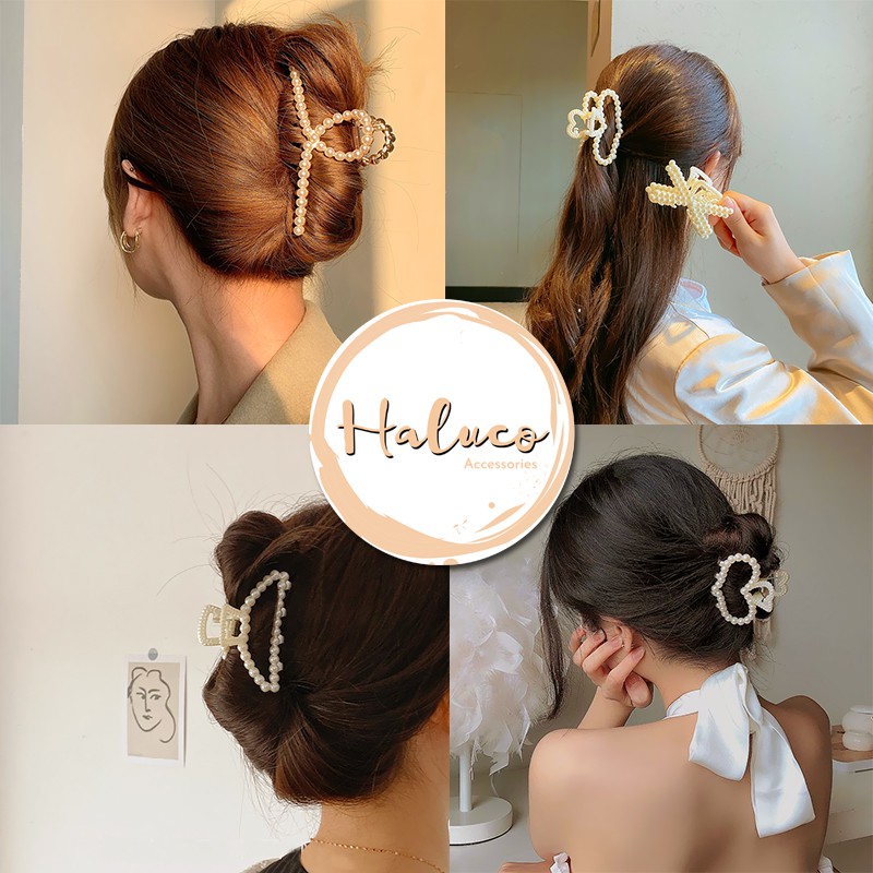 Kẹp tóc ngọc trai phong cách Hàn Quốc, Kẹp tóc càng cua xinh xắn dễ thương cho nữ Haluco.accessories  KT02