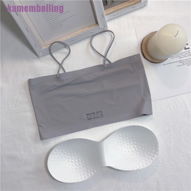 [ling] Áo Lót Ống Không Đường May Bằng Lụa Băng Có Mút Đệm Tháo Rời Được Dành Cho