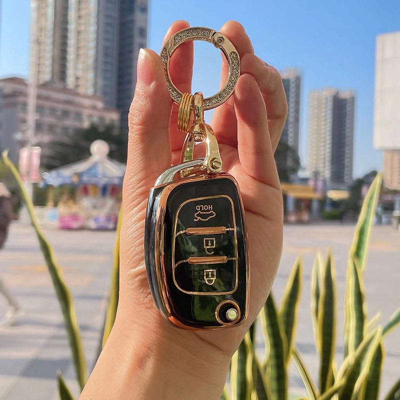 Ốp Chìa Khóa TPU 3 Nút Cho Hyundai Tucson Creta IX20 IX25 IX30 IX35 Solaris I10 I20 I25 I30 Verna Sonata Mistra Elantra Santa Fe 2015-2018