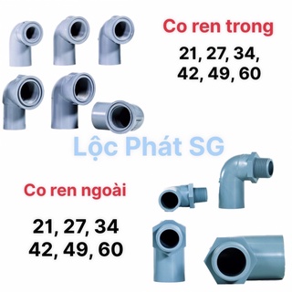 Cút, Co góc ren trong, co răng ngoài PVC 21, 27, 34