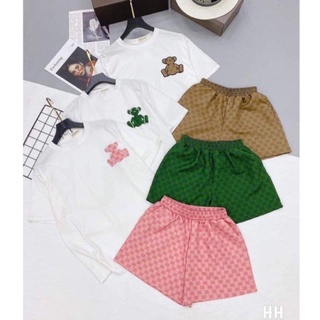 SÉT bộ gấu gucci áo form rộng quần đùi hàng thêu cao cấp năng động có hình thật