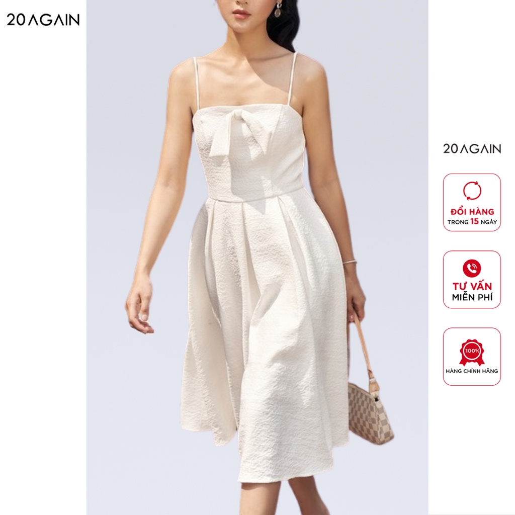 [Mã WABR0101 giảm 10% đơn 99K] Đầm xoè xếp ly thân dưới 20AGAIN vải gấm cao cấp thiết kế quý cô DEC0085