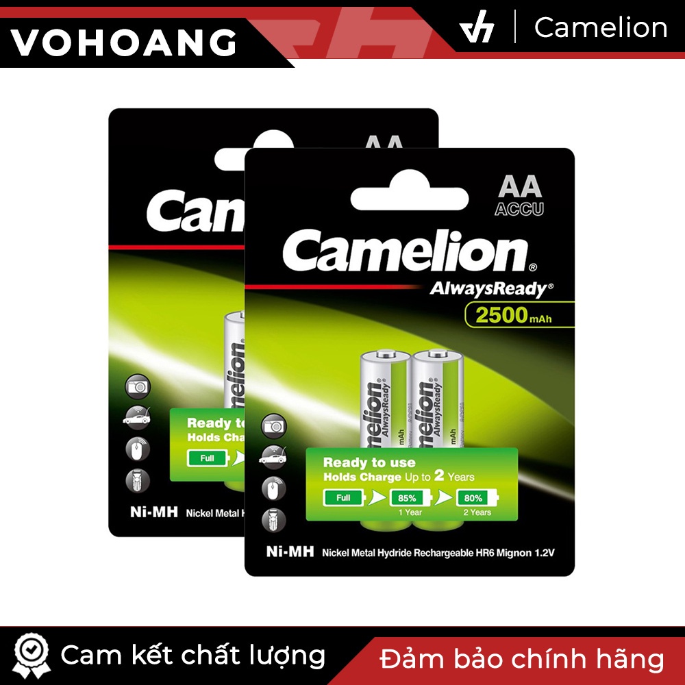 Combo 2 vỉ Pin sạc Camelion AA 2500mAh - Camelion AA AlwaysReady Ni-MH Rechargeable