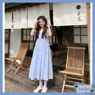 Váy 2 dây buộc nơ vai. đầm hai dây babydoll 2 tầng Form rộng