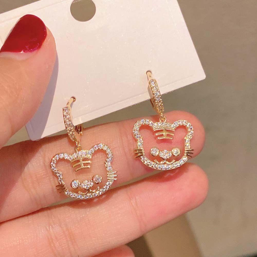 Bông Tai Hình Trái Tim Hoạt Hình Thời Trang Cho Nữ|Bông Tai Hợp Kim Hình Chuông Phong Cách Trung Hoa