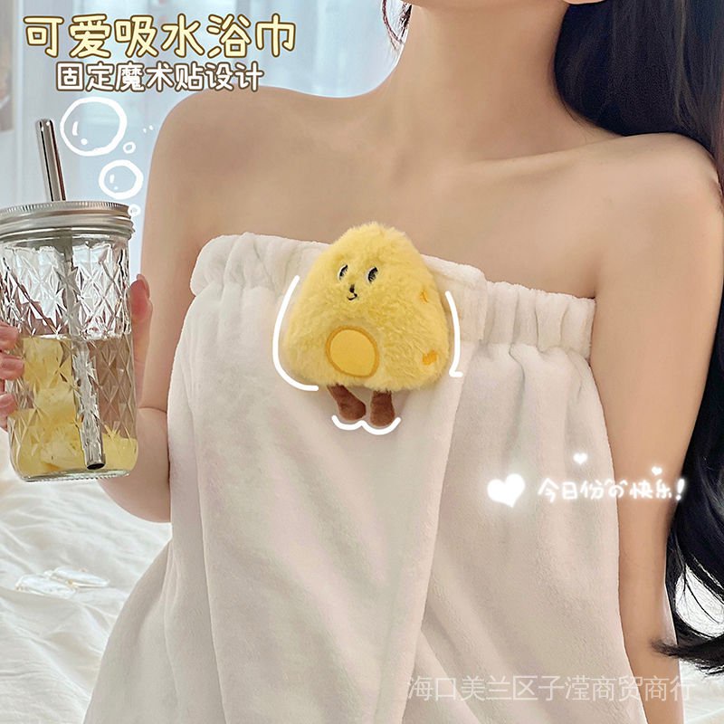 New Stock Japanese Cartoon Bathing Skirt for Household Women Wearable Wrappable Towel for Bathing, Absorbent and Quick Drying Dressing Style Bathrobe for Adults Bathing Towel