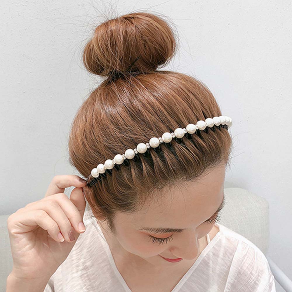 BACK2LIFE Simple Wash Face Hair Hoop Girls Hair Accessories Pearl Headband Women Toothed Non-slip Korean|Temperament Hair Band white/black