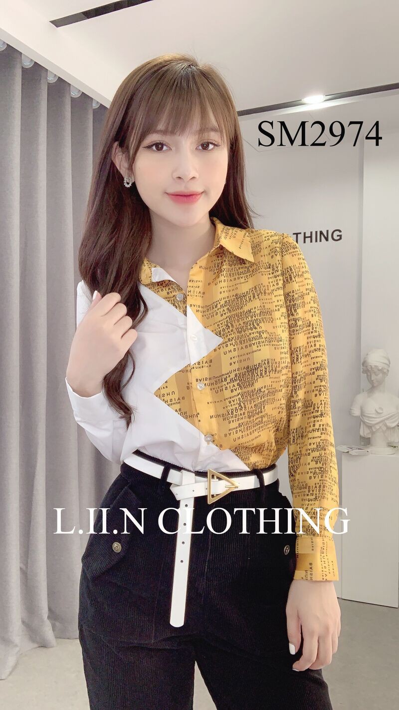 Áo sơ mi Trắng Phối Voan Vàng Liin Clothing SM2974